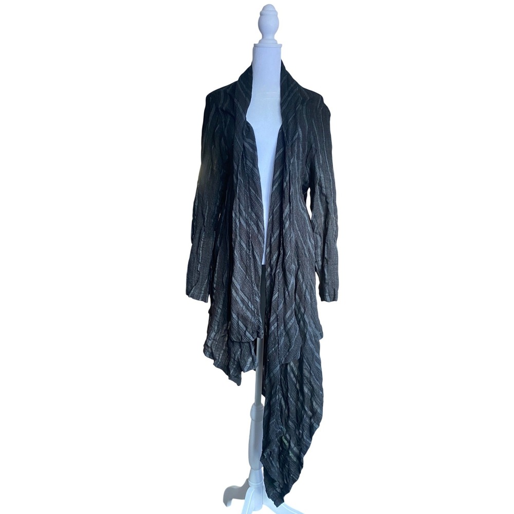 Skullz London Asymmetrical Drape Striped Black Cardigan Whimsygoth Dark‎ Femme